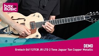 Video thumbnail for Gretsch G6112TCB JR LTD 2 Tone Jaguar Tan Copper Metallic - Demo by Bax Music FR
