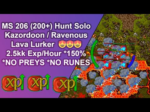 Tibia Master Sorcerer 206 (200+) Hunt Solo/Ravenous Lava Lurker / 2.5kk Exp/Hour*150%NoPreysNoRunes