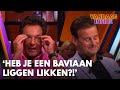 Gerard Joling spot koortslip bij Wilfred: 'Heb je een of andere baviaan liggen likken?!'