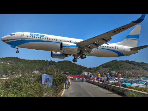 Enter Air Boeing 737-800 Low Landing & Takeoff Jetbast | SKIATHOS Airport | JSI Plane Spotting [4K]
