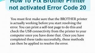 Steps For Brother Printer not activated error code 20