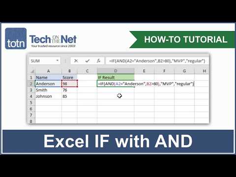 How to use the IF function with the AND function in Excel