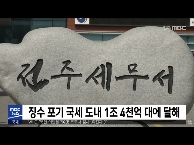 징수 포기 국세 도내 1조 4천억 대에 달해