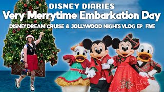 Very Merrytime Embarkation Day on the Disney Dream | Travel, Door Decor & Tree Lighting 🎄Ep. 5
