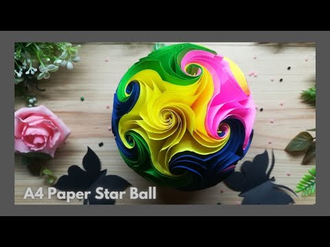 Twirl star ball | How to make a star ball | Easy paper ball