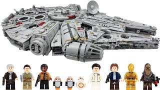 YouTube thumbnail: LEGO UCS Millenium Falcon Unboxing, Speed Build & Review. Biggest LEGO Set Ever!