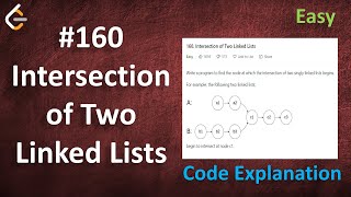 YouTube video 'Intersection of Two Linked Lists | Live Coding with Explanation | Leetcode - 160'