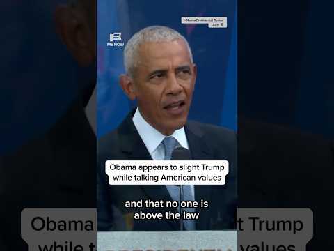 Obama appears to slight Trump while talking American values