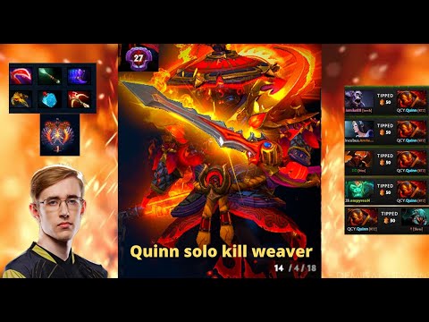 DOTA 2 : QuincyCrew.Quinn Lvl 27 Ember Spirit solo killing weaver Insane Game