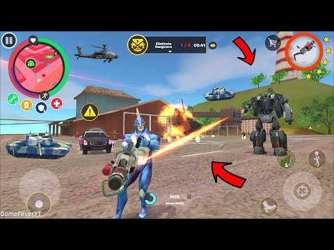 Rope Hero Vice Town - (Rope Hero Destroy Army Tank & Police Tank with BQ-100 Gun) - Gameplay HD