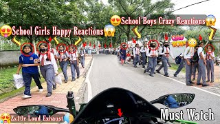 School Girls Happy Reactions On My Superbike Zx10r & School Boys Crazy Reactions On Loud Exhaust OMG