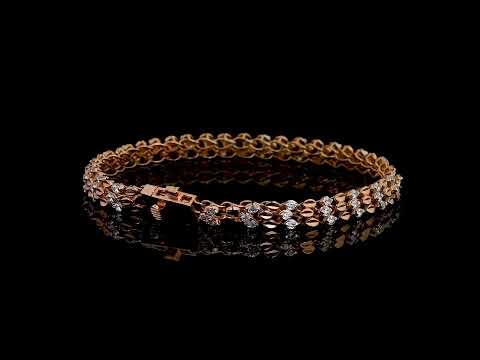 Triple Row Diamond Leaf Motif Tennis Bracelet (FLBR-0405)