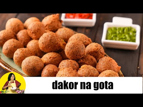 dakor na gota | traditional dakor na gota | Gujarati gram flour fritters by Tarla Dalal