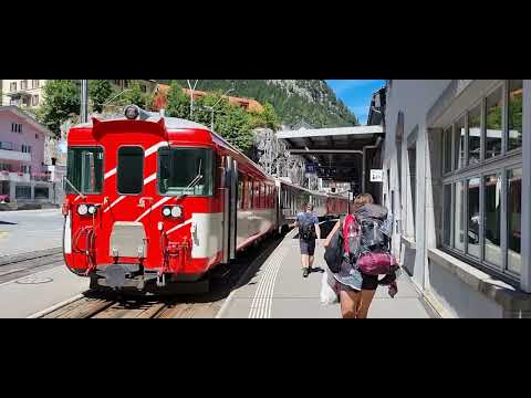 Train Ride From Göschenen to Andermatt in Swiss Alps