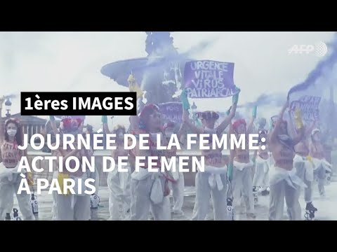 家父長制パンデミック」に反対するパリのフェミンたちの行動｜AFP画像 (Action de Femen à Paris contre la "pandémie patriarcale" | AFP Images)