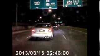 Black Audi A4 slamming on brakes on DVP