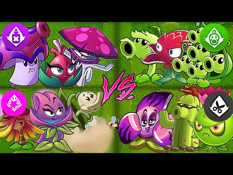 Random 4 Team Poison_Appease_Magic_Spear - Who Will Win ? - PvZ2 10.4.1 Team Plants Battles