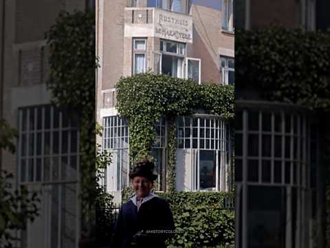 Walking down a street in Bergen, Netherlands in 1919 - Restored Footage