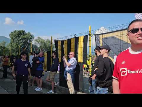 Berchem FC fans at the Fenix Trophy in Iseo
