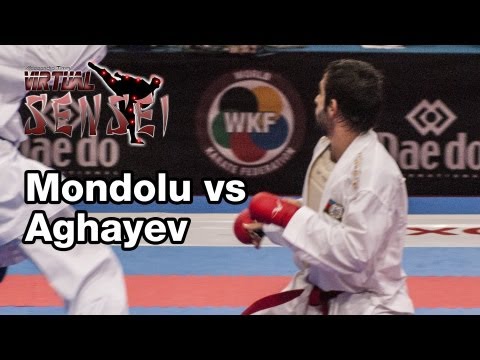Mondolu vs Aghayev - Male kumite -75 kg - 21st WKF World Karate Championships Paris Bercy 2012