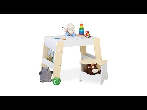 Kindersitzgruppe aus Hocker und Tisch Beige - Weiß - Holzwerkstoff - 73 x 50 x 46 cm