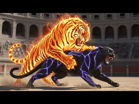 Deadly Black Panther vs. Legendary Fire Tiger: The Ultimate Epic Animal Battle ⚔ Cinematic Fight