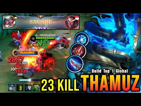 SAVAGE + 23 Kills!! Thamuz Best Build and Emblem!! - Build Top 1 Global Thamuz ~ MLBB