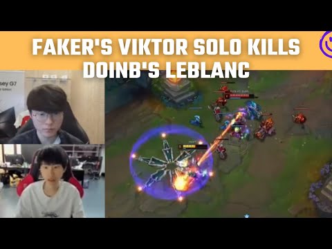 Faker's Viktor solo kills Doinb's LeBlanc twice | T1 Stream Moments
