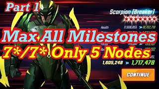 Max All Milestones for Breaker Run! Unlock 7/7 with 5 Nodes! Part 1 Marvel Strike Force 