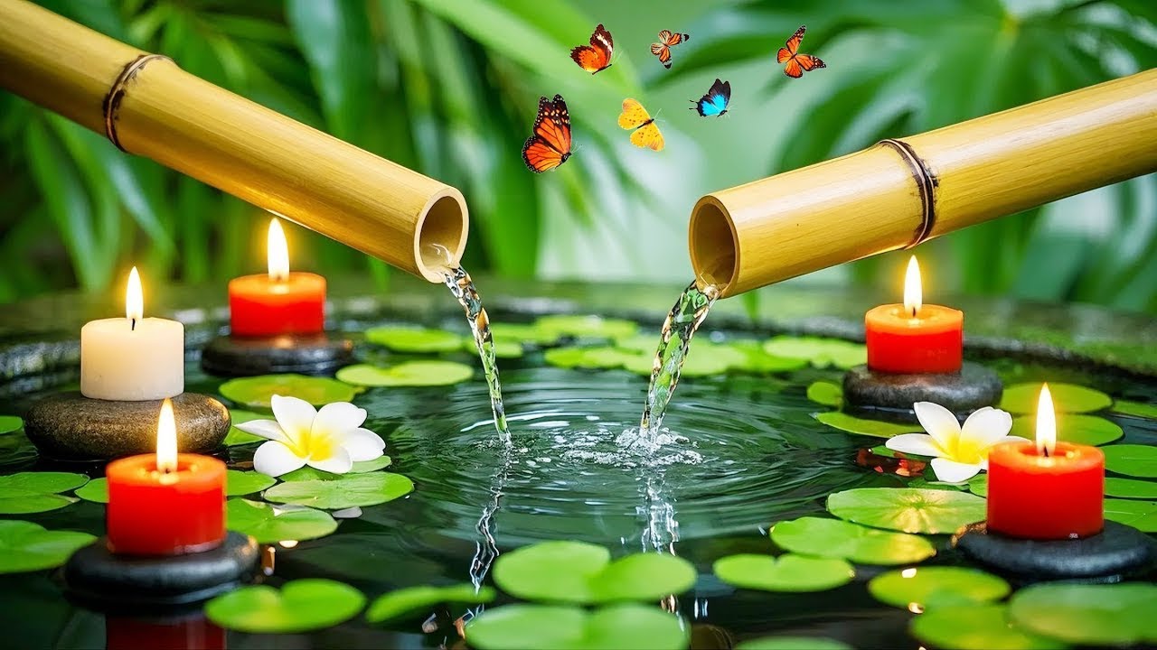 Relaxing Piano Music 🌿 Relaxing Sleep Music & Nature Sounds, Calming Music, Bamboo Water Fountain