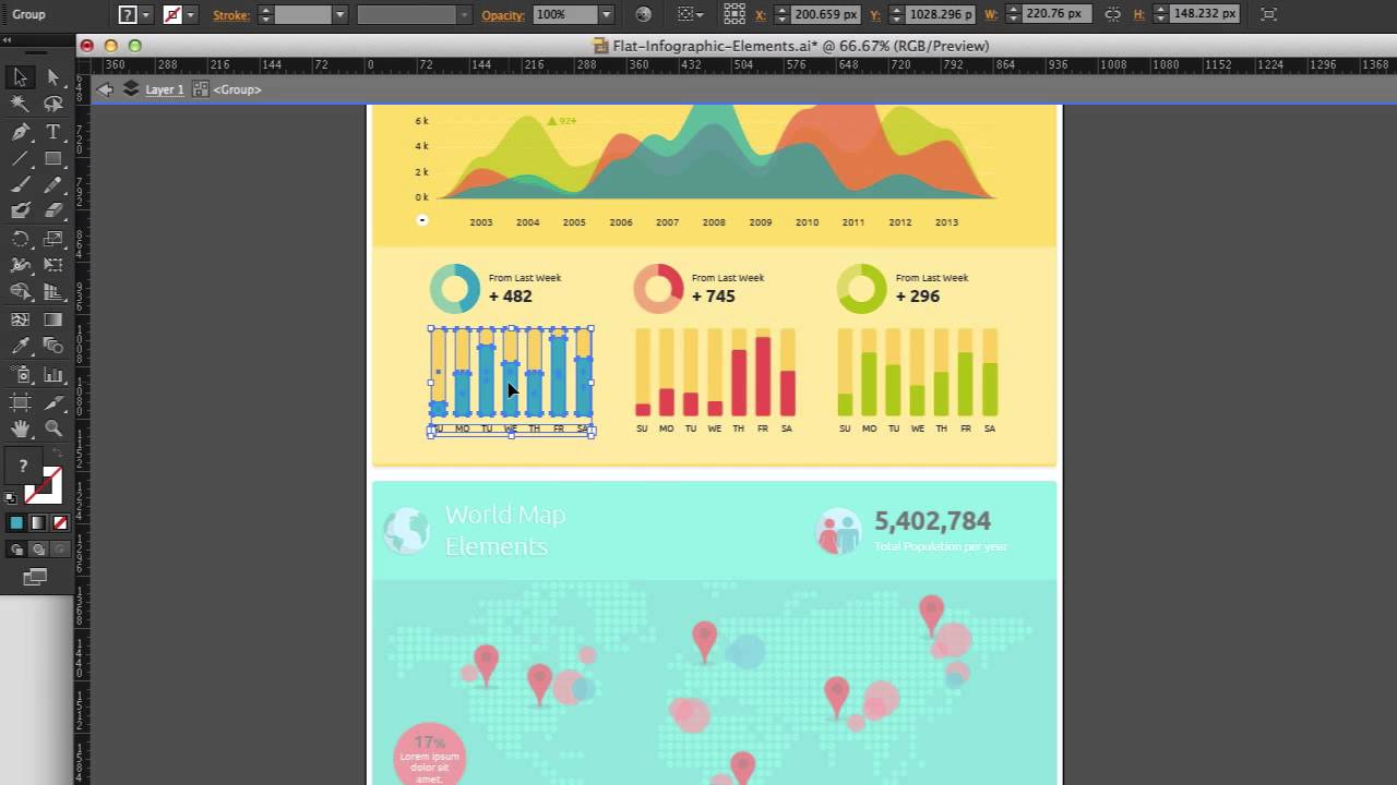 Flat Infographic Vector Elements - Tutorial - Pixeden