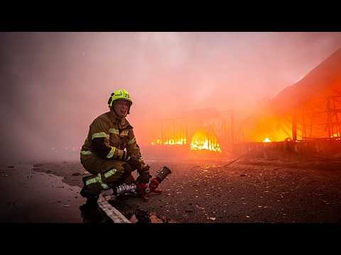 Video Thumbnail: Smoke rises over Kyiv after Russian overnight strikes