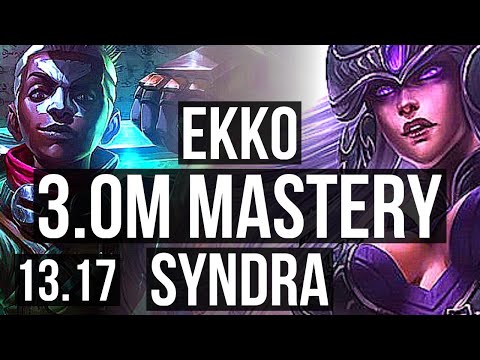 EKKO vs SYNDRA (MID) | 3.0M mastery, 7 solo kills, 800+ games, Godlike | NA Challenger | 13.17