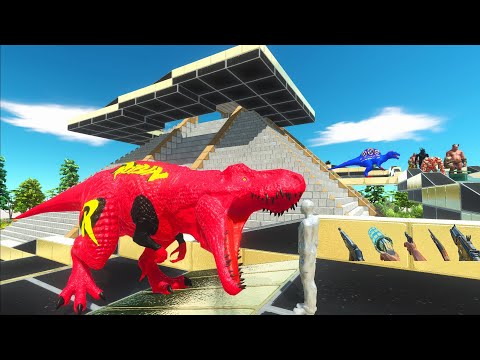FPS PERSPECTIVE vs DINOSAURUS PYRAMID PARKOUR RESCUE MISSION   ARBS - Animal Revolt Battle Simulator