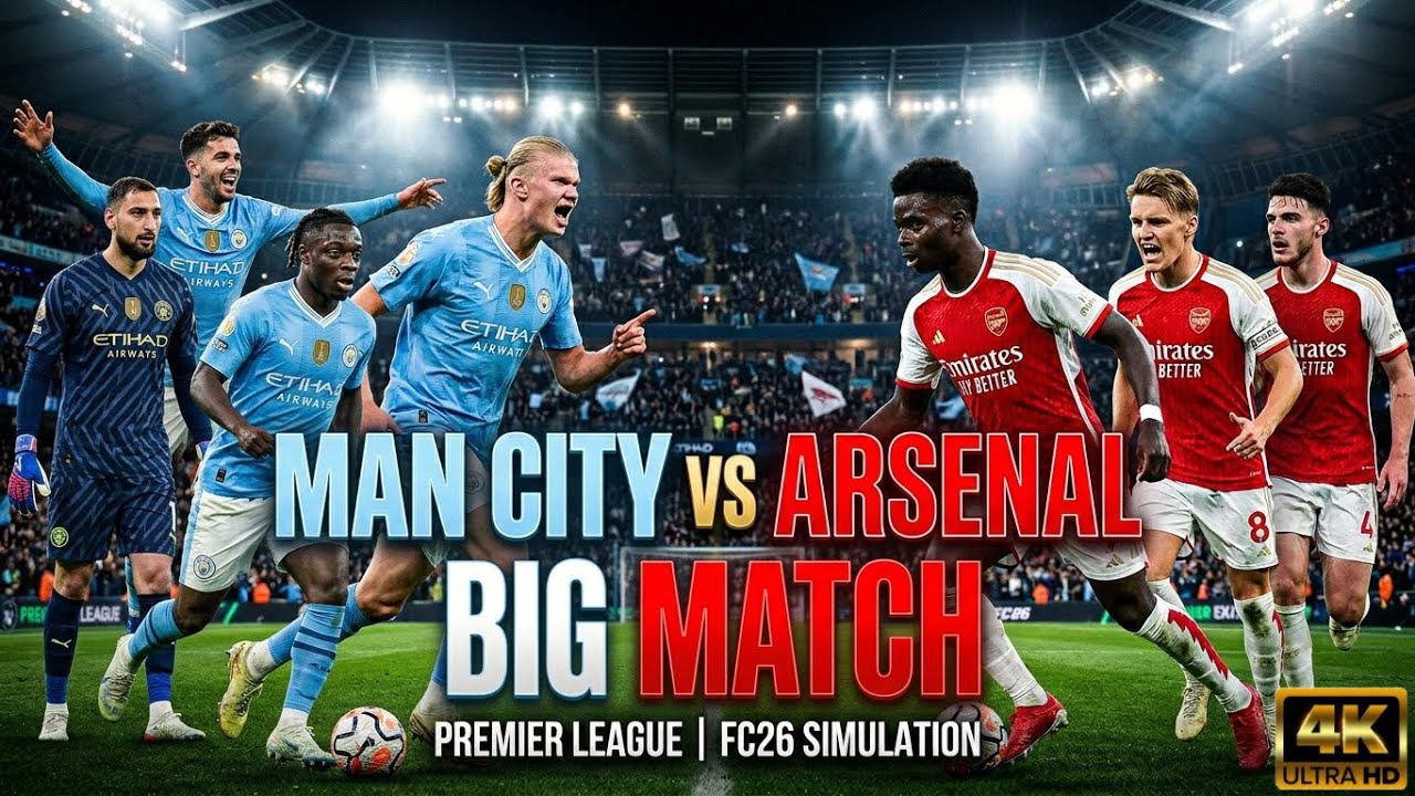 Manchester City vs Arsenal | Premier League Simulation 4K | FC26