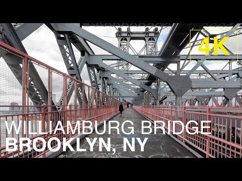 Crossing the WILLIAMSBURG BRIDGE, from Brooklyn into Manhattan | 4K Walk