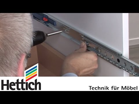 Installation of full extension ball bearing drawer slides, Hettich for DIY enthusiasts