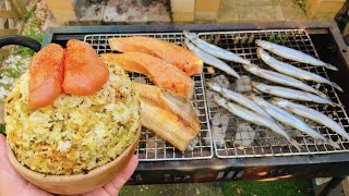 Download lagu 爆盛り高菜明太炊き込みご飯と炭火で焼く魚・・・これもう反則級の美味さだわ mp3