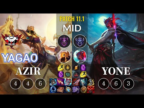 JDG Yagao Azir vs Yone Mid - KR Patch 11.1