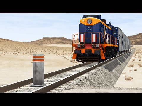 Trains vs Bollards – BeamNG.Drive