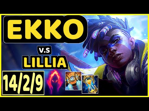 DARDOCH (EKKO) vs LILLIA - 14/2/9 KDA JUNGLE GAMEPLAY - NA Ranked GRANDMASTER