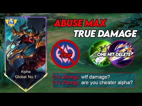 START ABUSING ALPHA MAX TRUE DAMAGE BUILD AND EMBLEM 2025!! (1 hit delete all heroes!!)