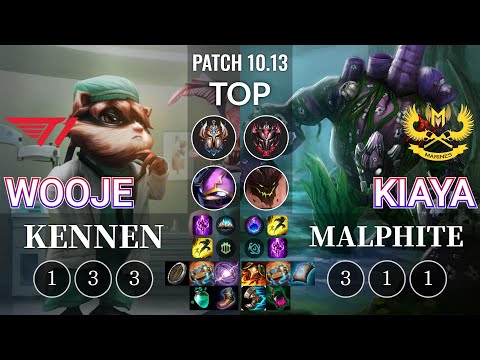 T1 Wooje Kennen vs GAM Kiaya Malphite Top - KR Patch 10.13