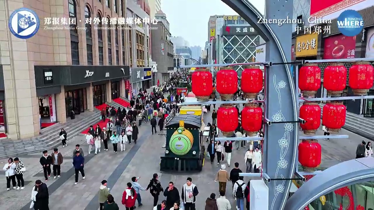 Immersive street-level walking tour through Zhengzhou Erqi Square, China, showcasing authentic urban landscapes, local architecture, and the vibrant atmosphere of the city's neighborhoods