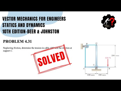 Solved Problem  4.31 | Determine the tension in cable ABD and the reaction at support C