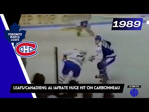 1989-90 - Maple Leafs @ Canadiens - Al Iafrate nails Guy Carbonneau