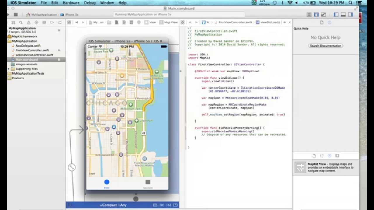 Adding a MapKit Map and Setting the Center