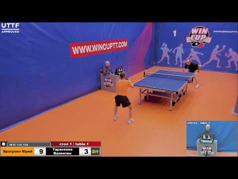 Братухин Юрий 3-1 Тарасенко Валентин  Турнир Восток 1 WIN CUP 22.02.21 Прямая трансляция Зал 1