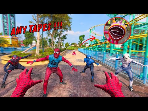 6 Spider-Man Bros Escape From Amy Tapes in Abandoned Amusement Park ( Disguise Action POV )