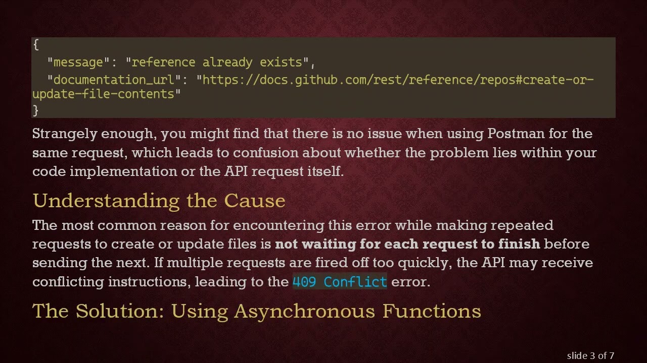 How to Resolve the reference already exists Error When Using the GitHub API
